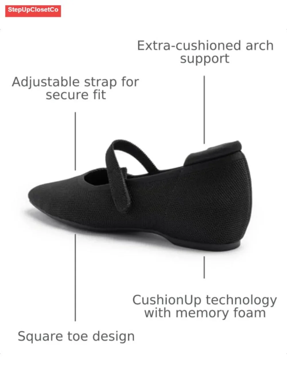 Women's Mary Jane Flats with Arch Support, Concealed 1